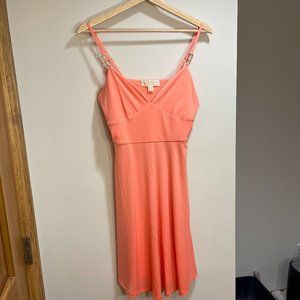 NWOT MICHAEL KORS | CORAL COCKTAIL DRESS WITH GOLD STRAP ACCENTS | SIZE 0